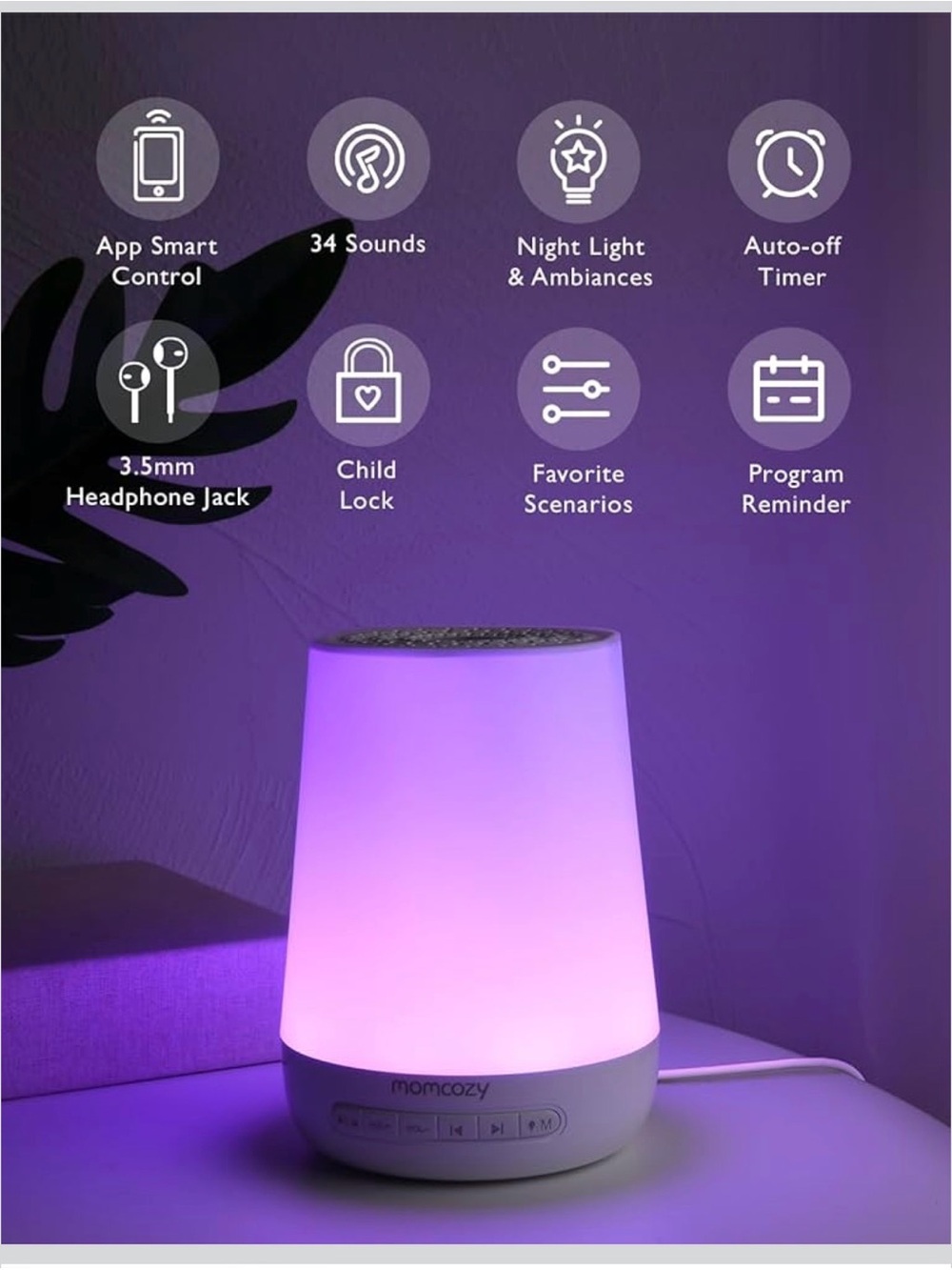 NIB - Momcozy Smart Sound Machine - Amber Night Light - Picture 2 of 9